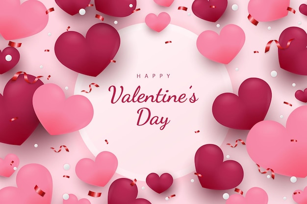 happy valentine's day background hearts and element with red and pink color
