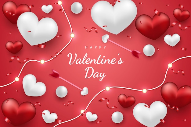 Happy valentine's day background hearts and element with red and white color