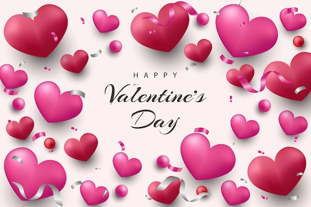 Vector happy valentine's day background realistic hearts and element