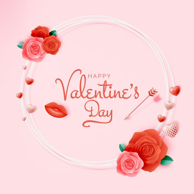 Happy Valentine's day background with cute and lovely   style  illustration