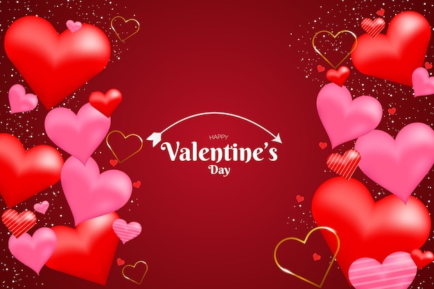 Happy valentine's day background with gold and dot