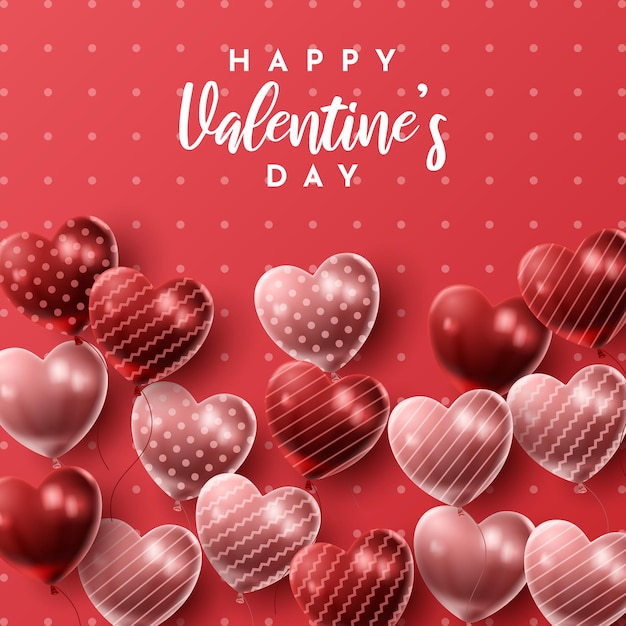 Happy Valentine's day background with heart balloon