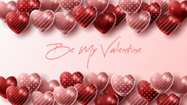 Vector happy valentine's day background with heart balloon