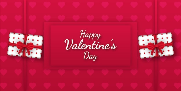 Happy valentine's day background with heart and gift box