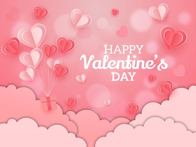 Happy valentine's day background with love hearts illustration design.