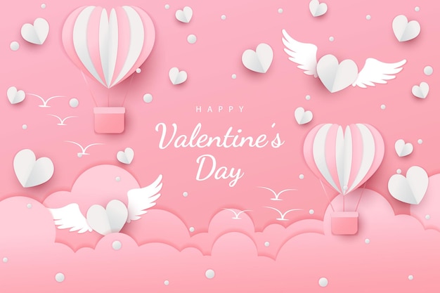 Happy valentine's day background with paper cut style