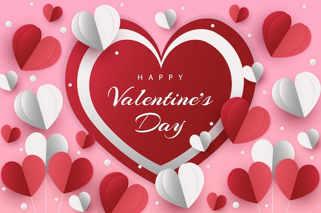 Happy valentine's day background with paper cut style