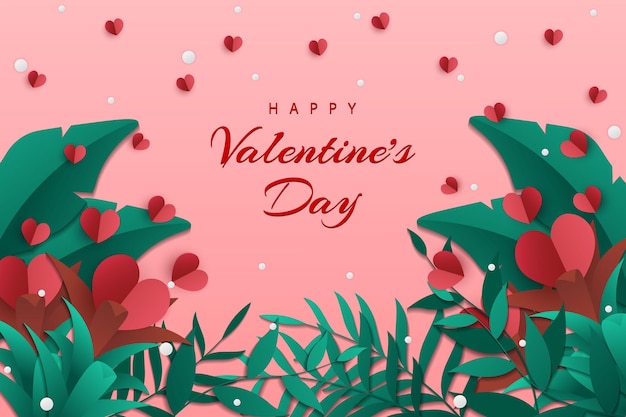 Happy valentine's day background with paper cut style