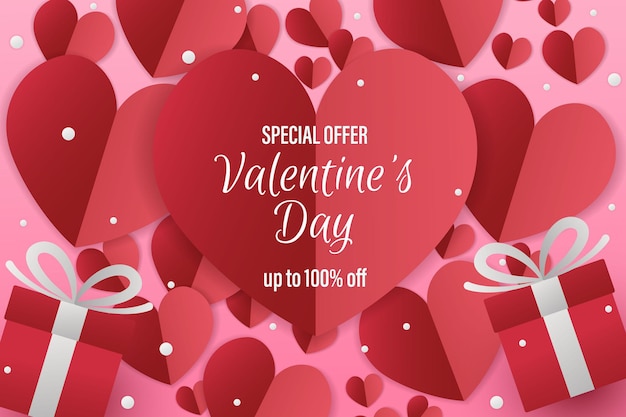 Vector happy valentine's day background with paper cut style