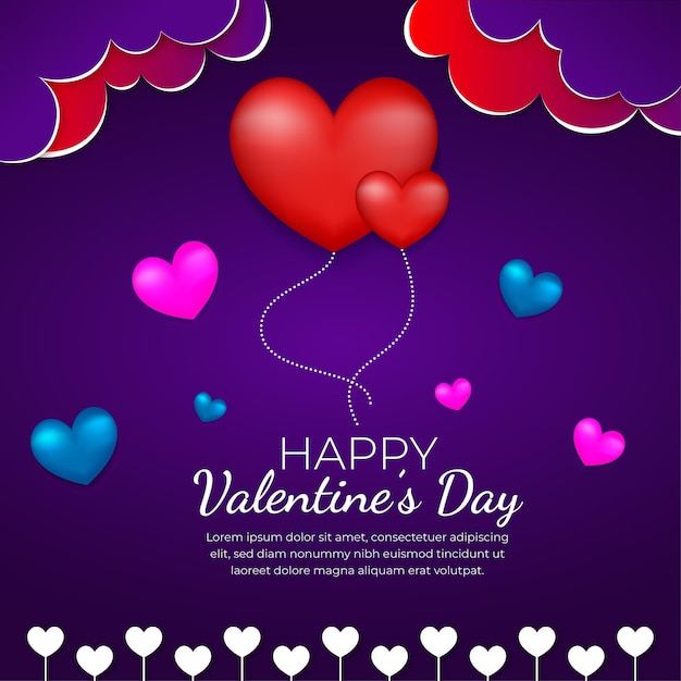 Happy valentine's day background with purple background