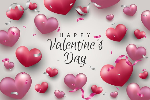 Happy valentine's day background with realistic heart and element