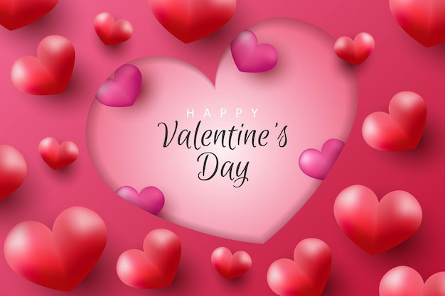 Vector happy valentine's day background with realistic heart and element