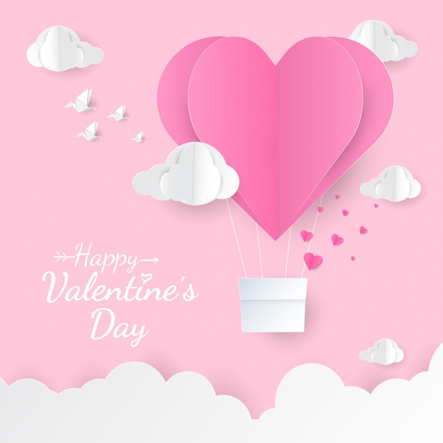 Happy Valentine's day balloon heart on pink background