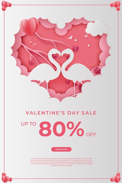 Happy valentine's day banner paper cut style.