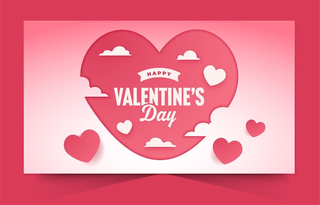 Happy valentine's day banner template with beautiful ornament of love