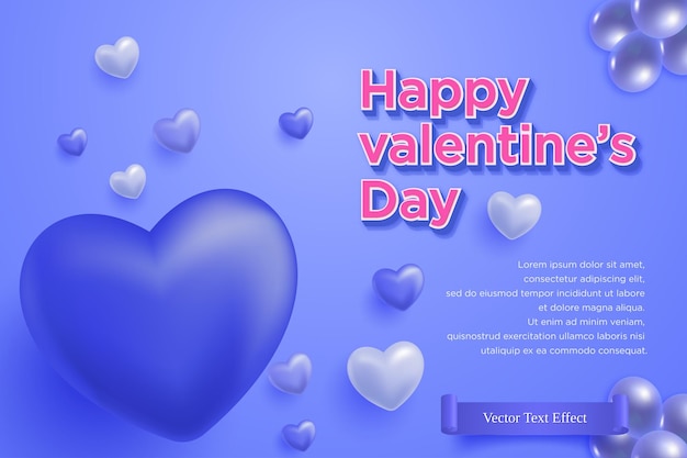 Happy valentine's day banner template with text effect