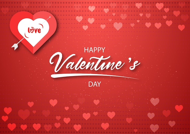 Happy Valentine's Day Banner Valentine Day Background Design with Small and Big Heart Shape vector