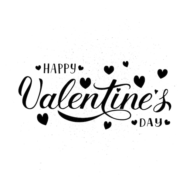 Happy Valentine s Day calligraphy lettering Shabby textured background Hand drawn celebration poster Easy to edit vector template