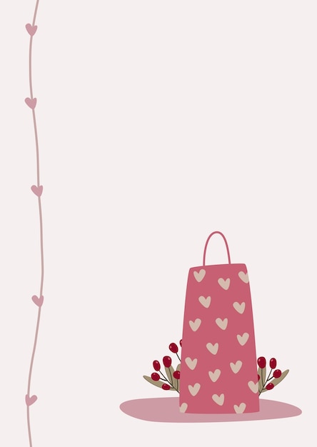 Vector happy valentine's day card with gift bag