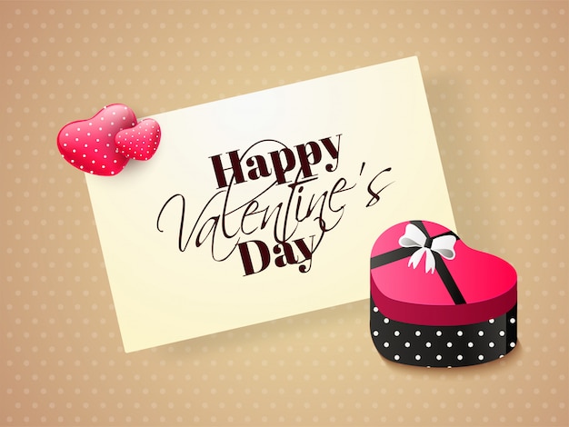 Happy valentine's day card with heart shape gift box