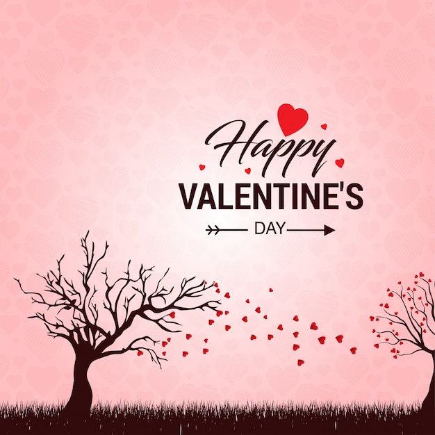 Happy valentine's day card with tree