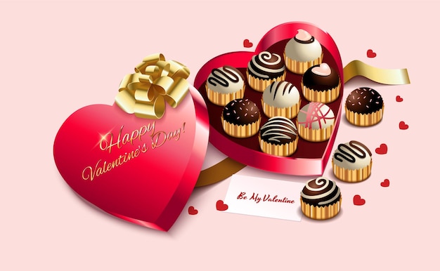 행복한 발렌타인 데이 초콜릿 박스 컨셉