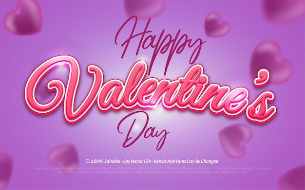 Vector happy valentine's day editable text effect