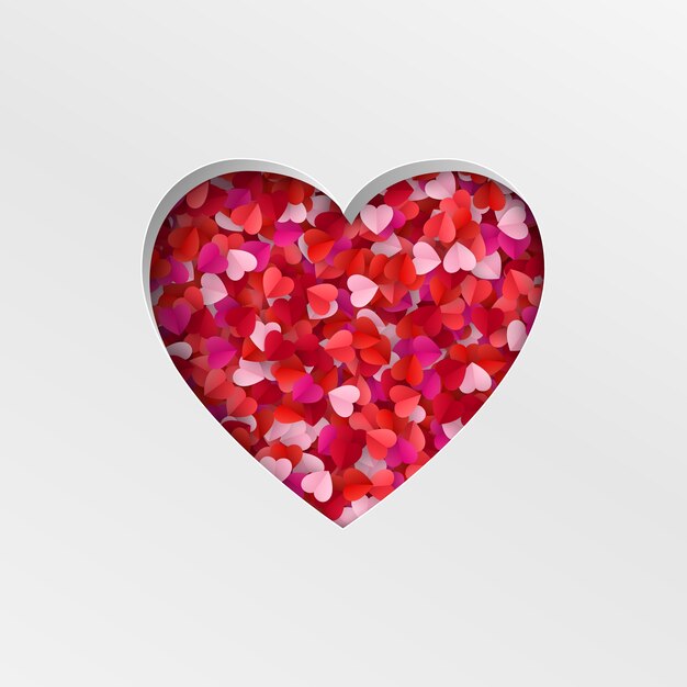 Heart shape lined with paper hearts happy Vector Image