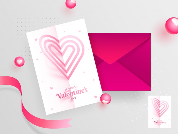 Vector happy valentine's day greeting card design with envelope.