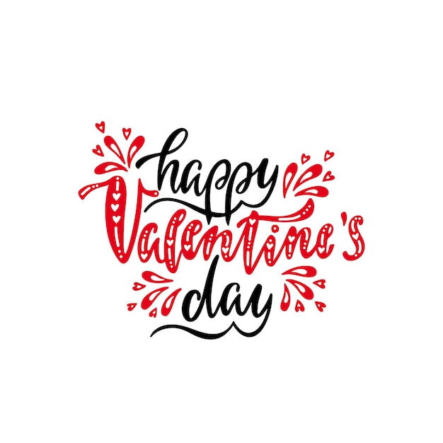 해피 발렌타인의 날 인사말 카드입니다. 사랑에 대한 낭만적인 필기구. 손으로 그린 휴가 레터링 디자인. 벡터 일러스트 레이 션 Eps 10 흰색 배경에 고립입니다.