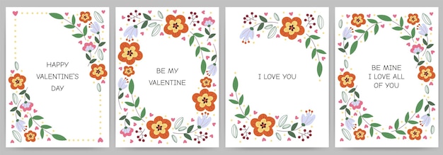 Happy valentine's day greeting card set wedding invitations declaration of love