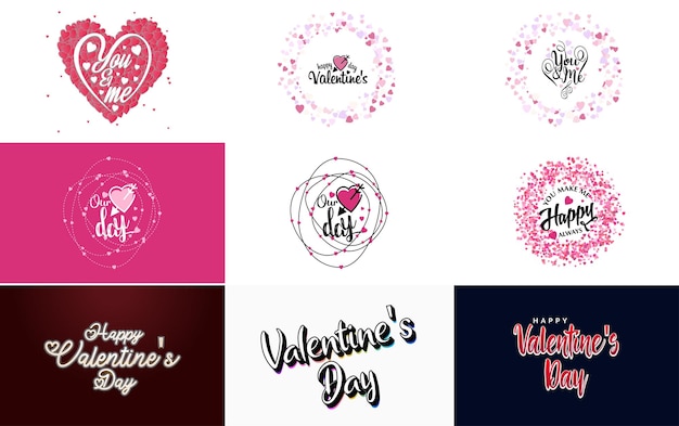 Happy Valentine's Day greeting card template with a floral theme and a red and pink color scheme