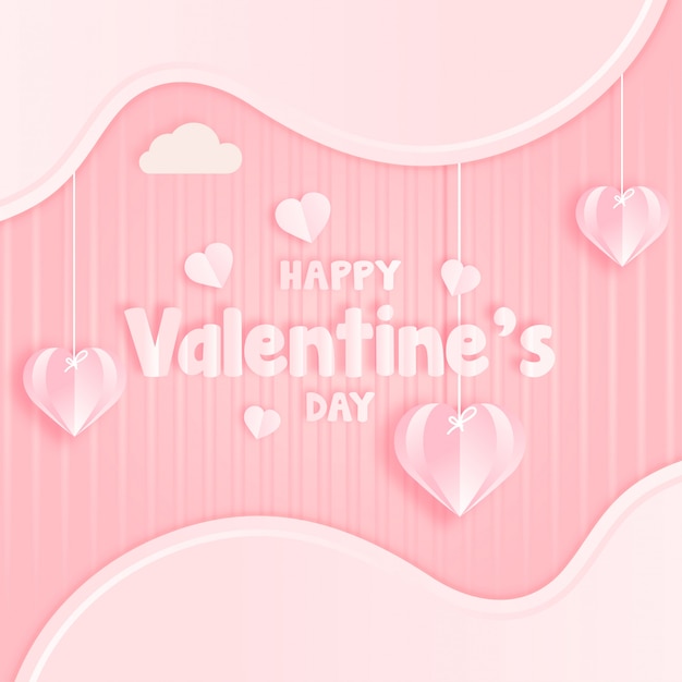 Happy Valentine's day greeting card template with heart decoration.