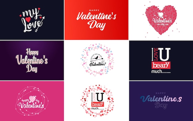 Vector happy valentine's day greeting card template with a romantic theme and a red color scheme