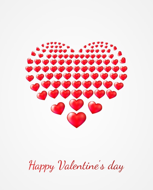 Поздравительная открытка с днем святого валентина с красным сердцем