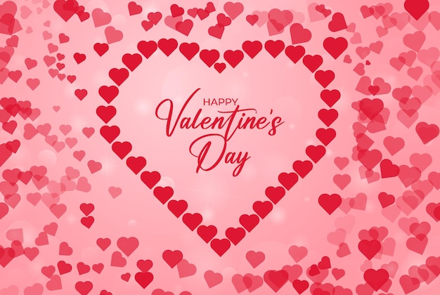 happy valentine's day greeting card with realistic beautiful red hearts on the background