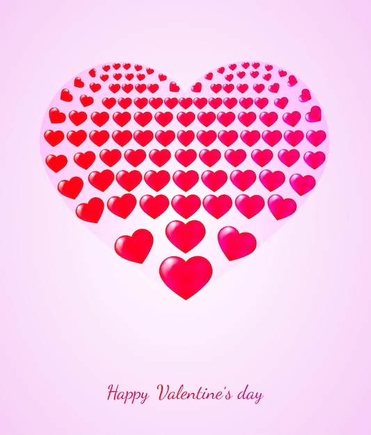 Cartolina d'auguri di san valentino felice con un cuore rosso