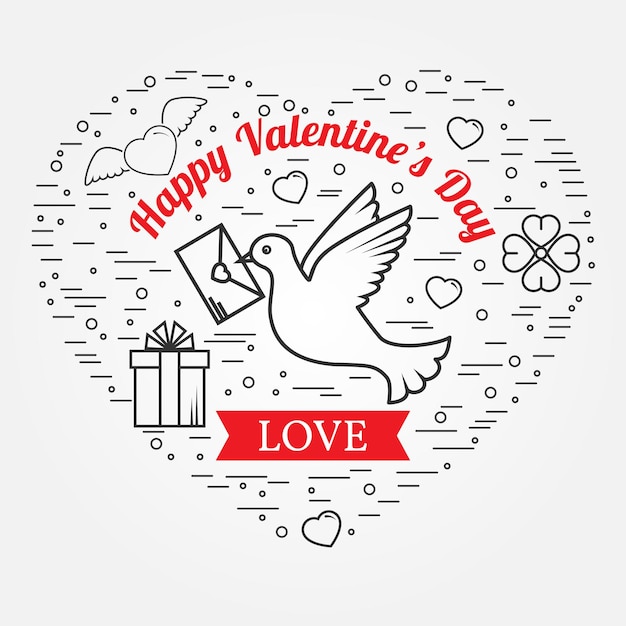 Vector happy valentine's day greetings card labels badges symbols