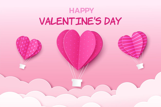 Happy valentine's day groet banner in papercut realistische stijl