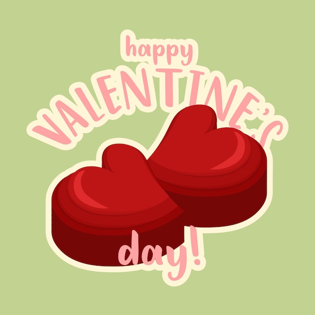 Vettore buon san valentino cuore cioccolato vettore semplice e minimalista adesivo mock-up con citazioni
