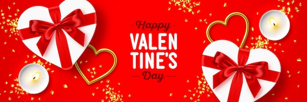 Happy valentine's day holiday web banner design