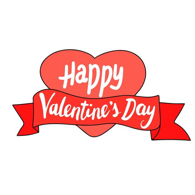 Happy Valentine's Day inscription Text banner for Valentine's Day Hand drawn vector art