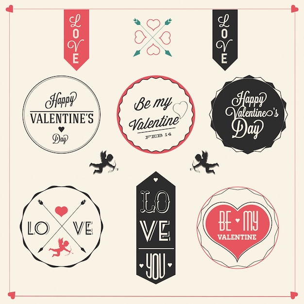 Vector happy valentine's day labels