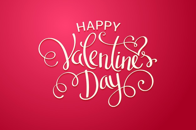Vector happy valentine's day lettering text on red background.