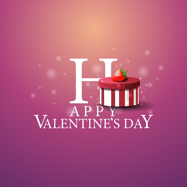 Happy valentine's day - logo with gift and strawberries