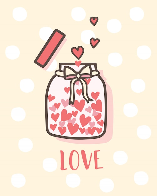 Happy valentine's day love bottle with hearts inside