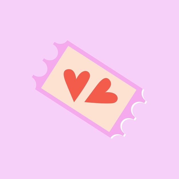 Happy Valentine's day love coupon for boyfriend or girlfriend. Handcrafted sticker of love ticket