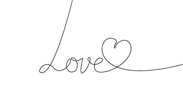 Vector happy valentine's day love tekening van een gestileerd hart en tekst op één regel