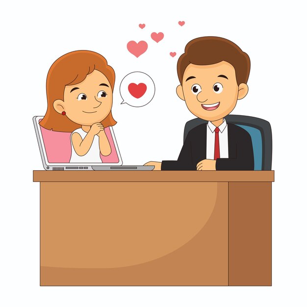 Buon san valentino, uomo che utilizza l'applicazione di appuntamenti online sul notebook