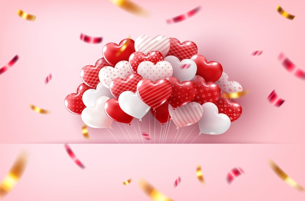 Happy valentine's day met hartjes ballonnen